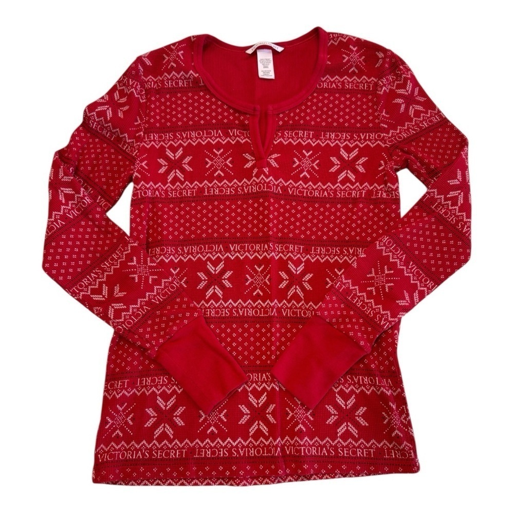 Victoria’s Secret Thermal Shirt Undershirt Pajama Top Holiday Size XS